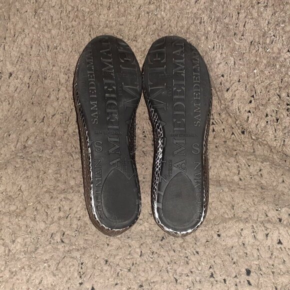 SAM EDELMAN-Caper-Metallic Snakeskin Ballet-Rhinestone Embellished-Sz 37.5-EX - Picture 8 of 8